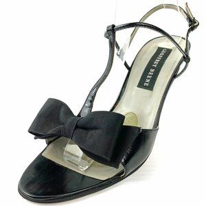 Retro GEOFFREY BEENE Patent Leather Strappy‎ Bow Sandal Heels